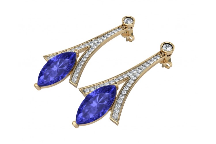 Iolite with Diamond Earrings